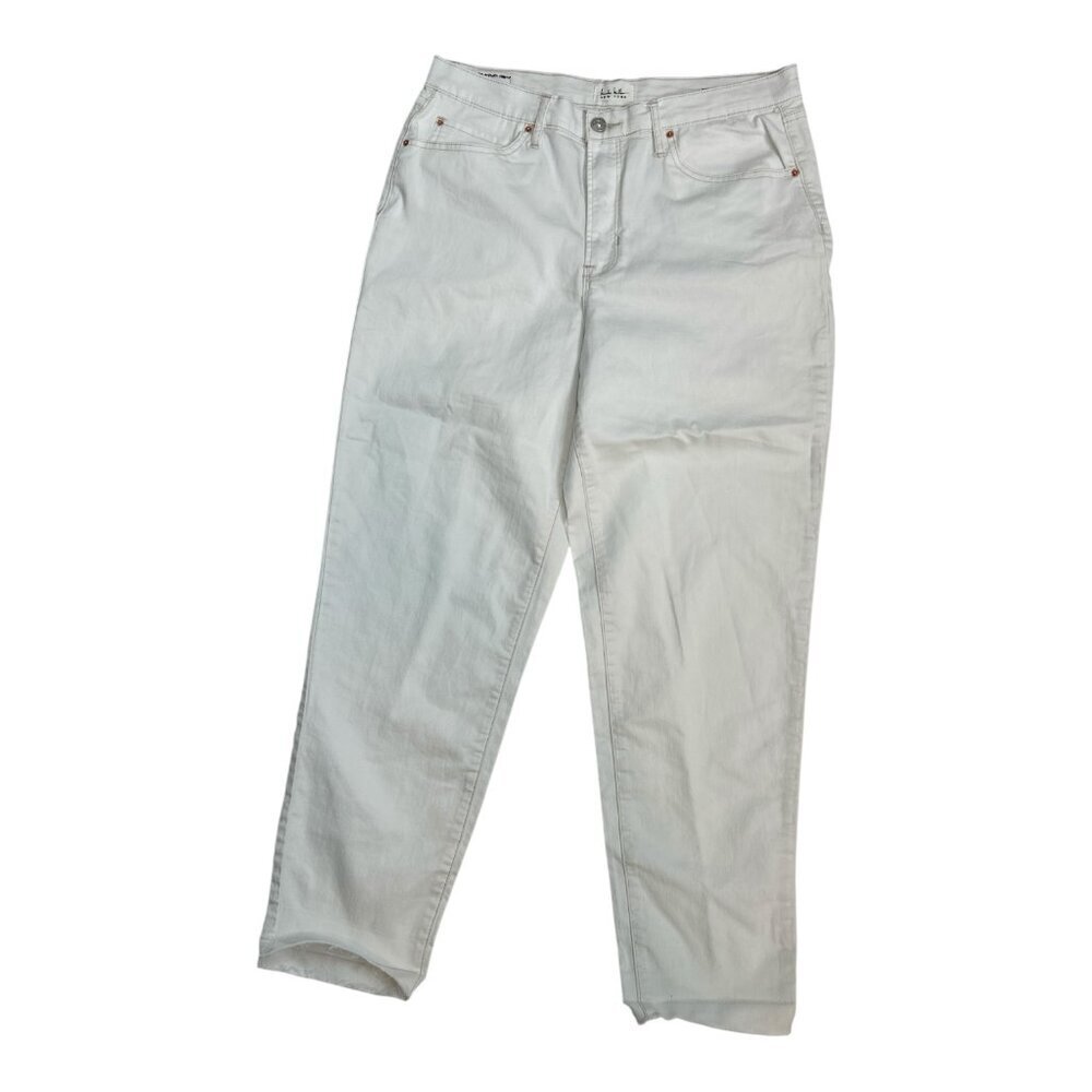 Nicole Miller Super High‎ Rise Taper White Jeans Women's Size 12 Stretch